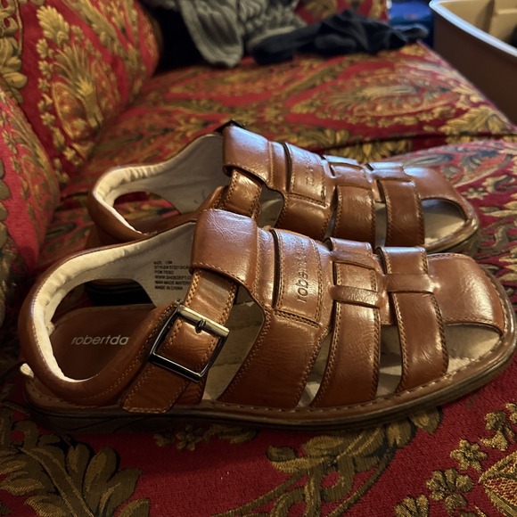Robert David Men\'s Sz 13 Cain Strap Beach Walking Gladiator Sandal Brown